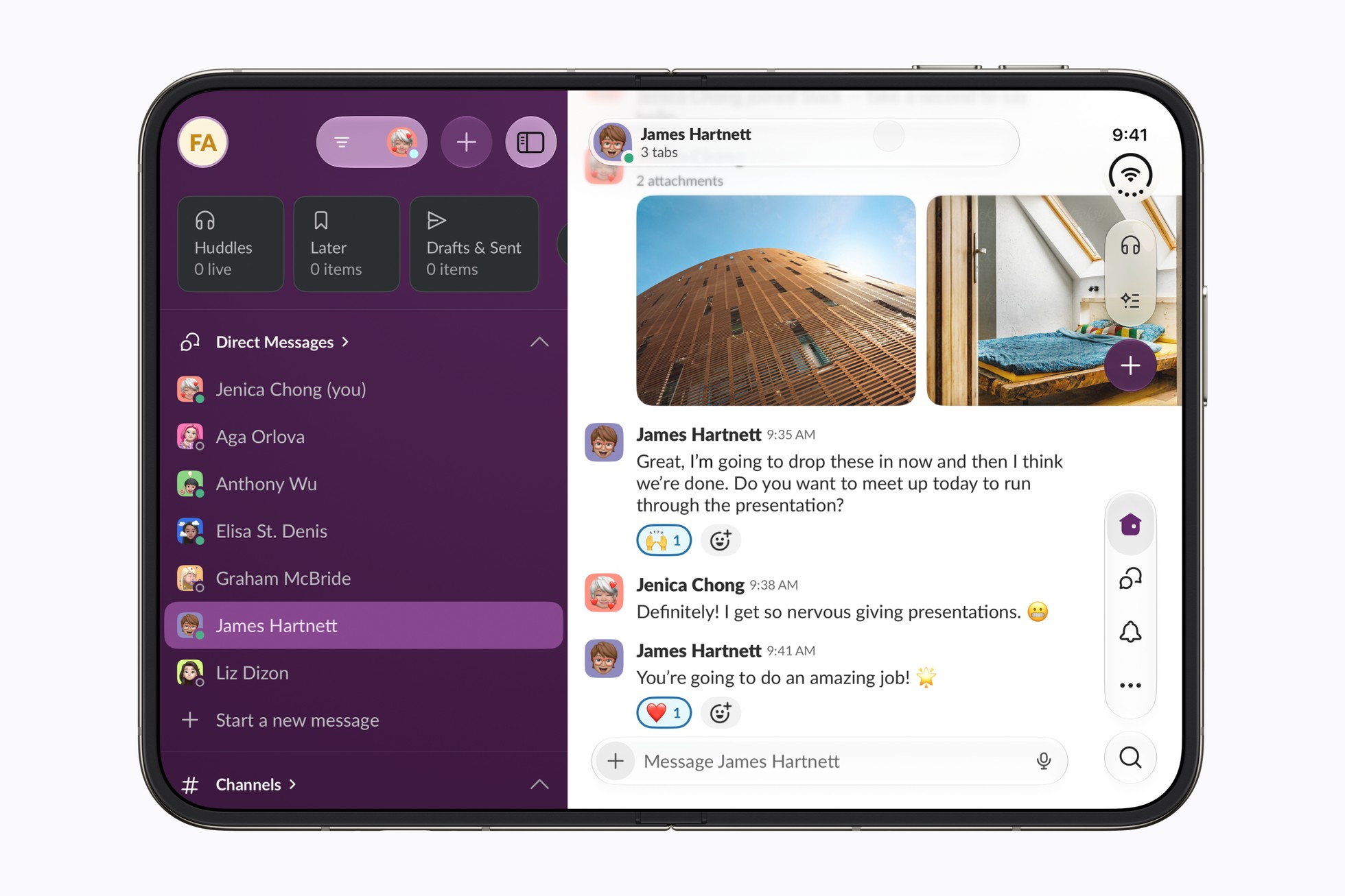 Slack on iPhone Duo (Apple Newsroom)