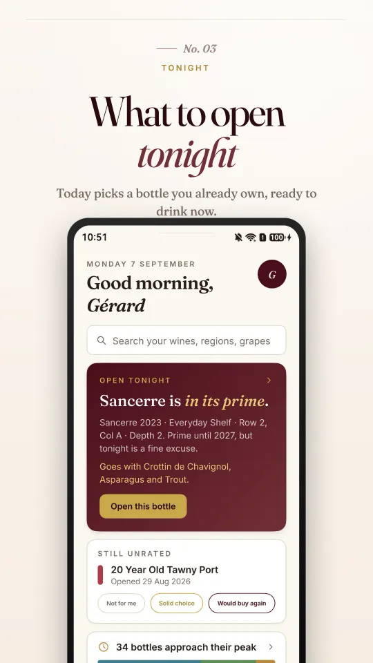 Tonight: Today picks a bottle you already own that is ready to drink