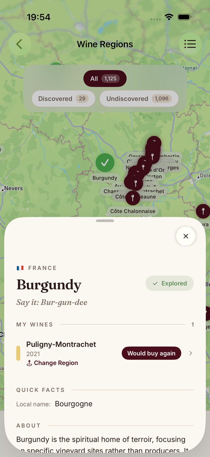 Wine region map in Sommo