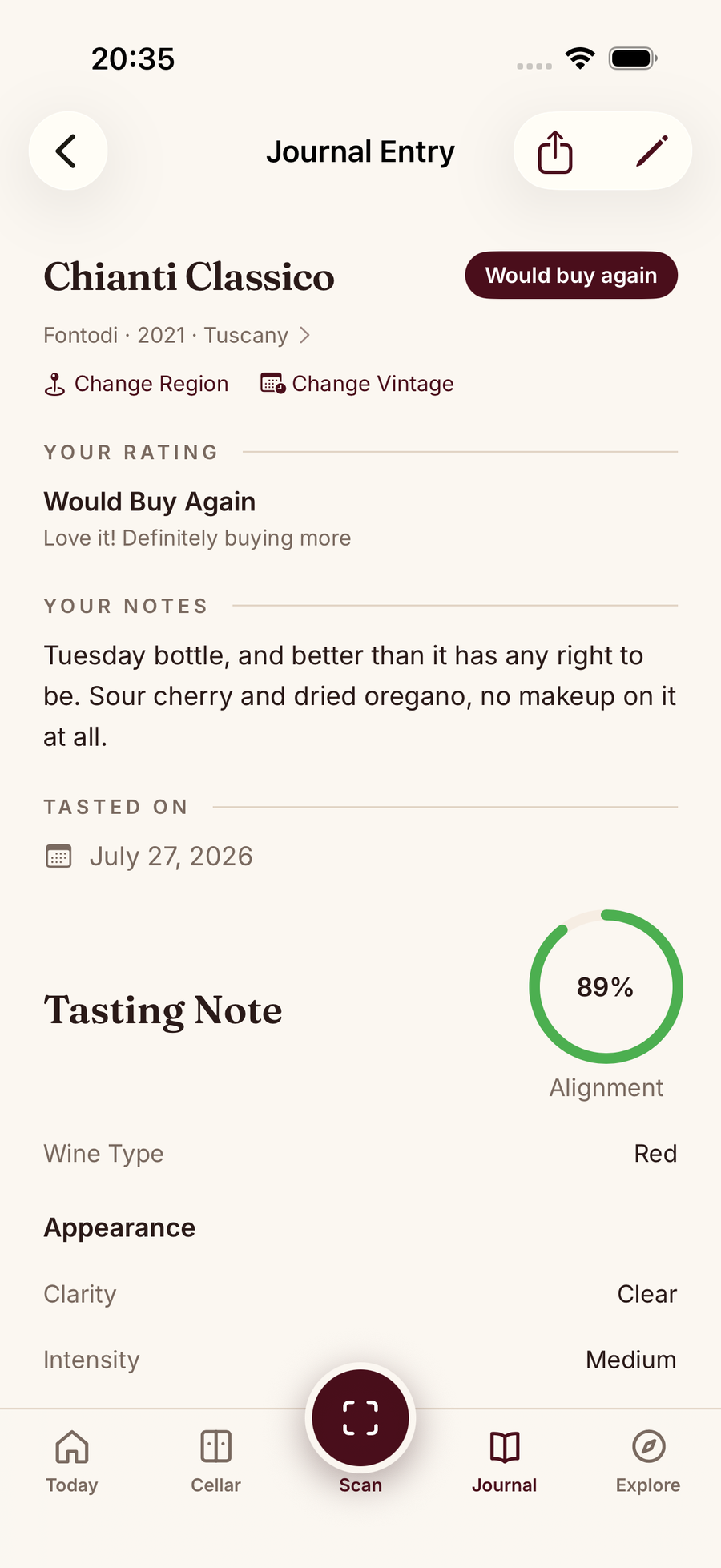 Tasting Note Wizard screenshot