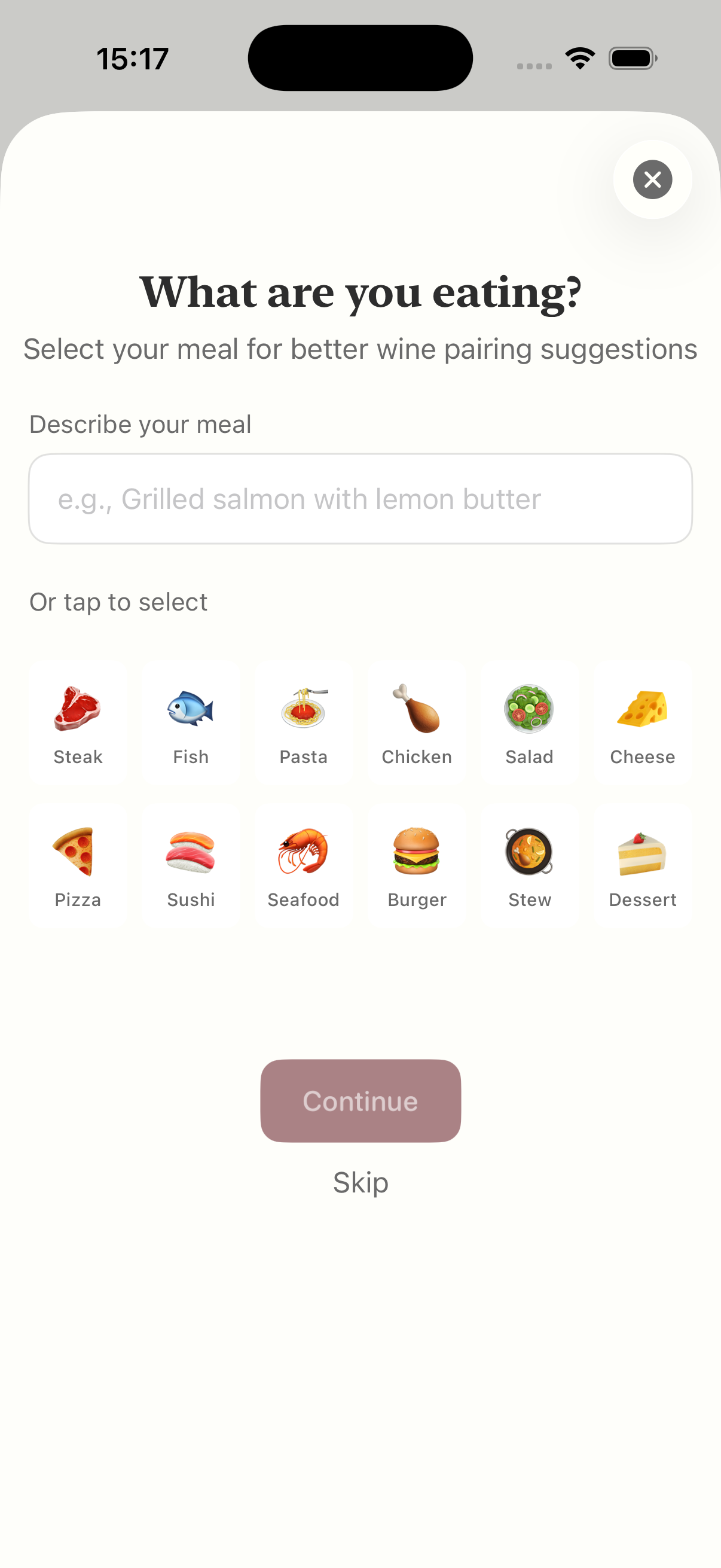 Menu Scoring preview